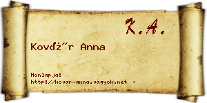 Kovár Anna névjegykártya
