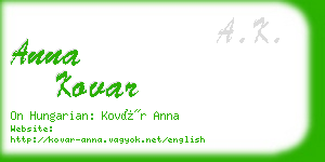 anna kovar business card
